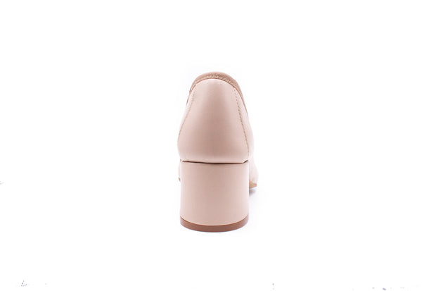 Zapato piel beige tacon 4cm